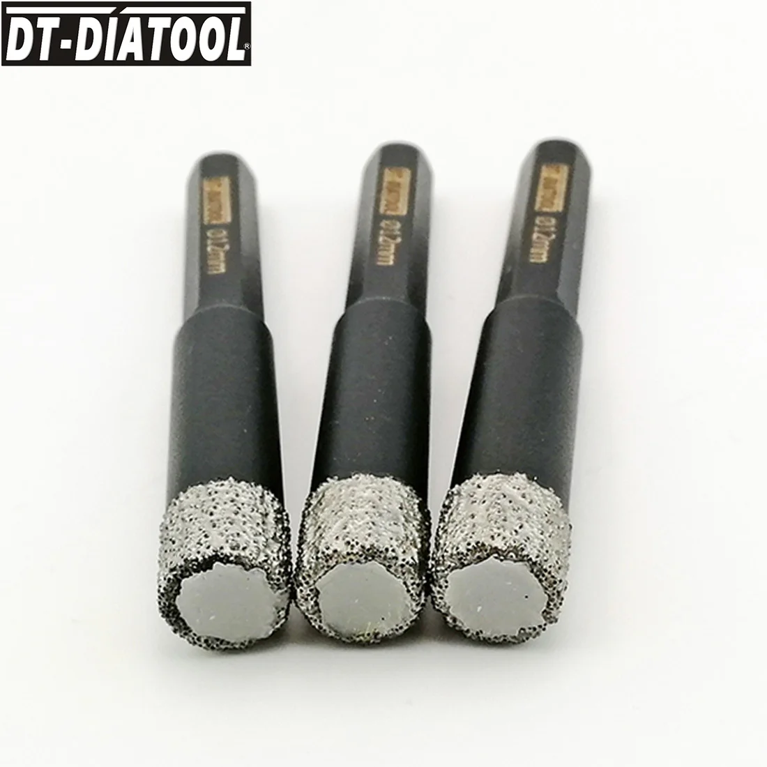 DT-DIATOOL 3tk Dia12mm Kuiv Tolmuimeja Brazed teemantpuurimine, Natuke Kuusnurk Varre Auk Nägi, Graniit, Marmor Keraamiline Plaat Drill Core Bit Pilt 1