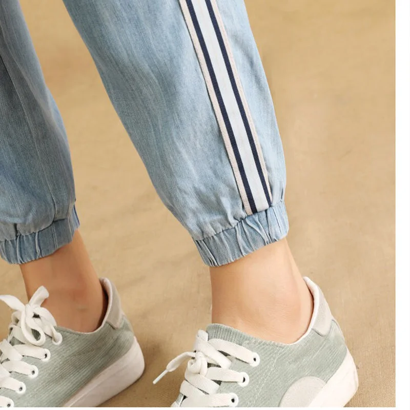ELASTNE kõrge vöökoht suvel teksad naistele, pluss suurus 3XL korea ülepaisutatud teksad naine lahtised pikad püksid fashion sinine pant 2019 Pilt 5