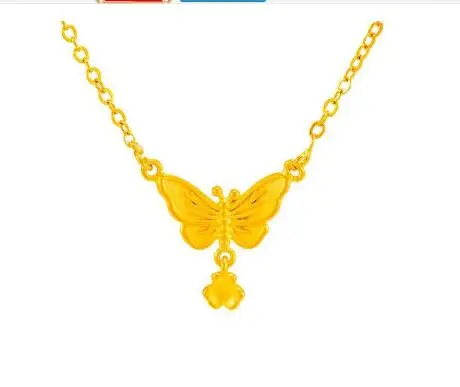 hulgi-tehase hind Messing Kollane liblikas kullatud Naiste mees kingitus Ehted 24k Kollase kullaga kaetud kaelakee ripats Pilt 0