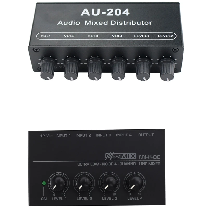 Mx400 Ultra-Kompaktne 4 Kanalit Mini Audio Stereo Kõrvaklappide Võimendi Eu Pistik & Stereo Audio Mixer (2 Sisendit Ja 4 Väljundit) Pilt 0
