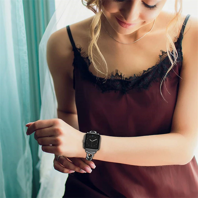 Naiste Teemant Käevõru Apple Watch Band Seeria 8 7 6 SE 5 4 3 Reguleeritava Metallist Rihm Ultra 49mm 41mm 45mm 44mm Luksus Vöö Pilt 2