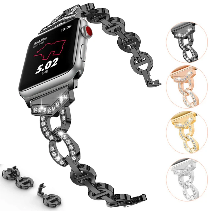 Naiste Teemant Käevõru Apple Watch Band Seeria 8 7 6 SE 5 4 3 Reguleeritava Metallist Rihm Ultra 49mm 41mm 45mm 44mm Luksus Vöö Pilt 4